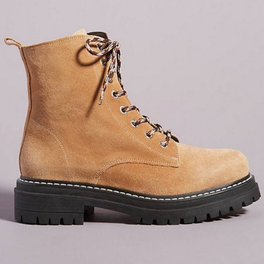 Anthropologie Harvest Hiker Boots - beige suede